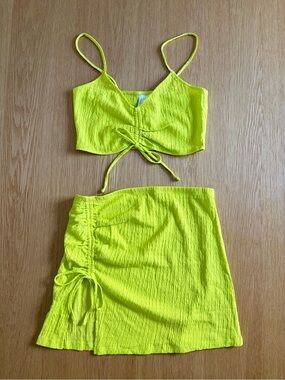 H&M Lime Green Drawstring Beachwear Set